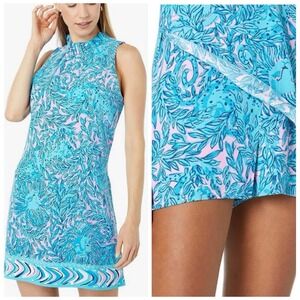 Lilly Pulitzer Adalina Romper Mini Dress Seabreeze Sz 2 Colorful Tropical Floral